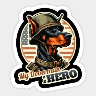 Doberman soldier Sticker